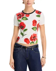 アリスアンドオリビア レディース トップス Tシャツ Alice and Olivia Onie Baby Ringer Tee Summer Poppyのサムネイル
