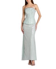 맥 다갈 여성 탑스 원피스 팡코르 스트랩리스 Mac Duggal Straplessequin Peplum Gown With Rhinestone Trim Pale