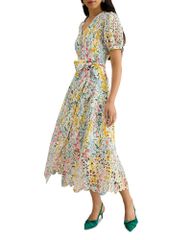 홉스 런던 레이디스 탑스 원피스 쁘띠 HOBBS LONDON Petite Christie Button Front Dress White Multi 화이트