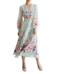 홉스 런던 레이디스 탑스 원피스 쁘띠 실크 HOBBS LONDON Petite Monica Silk Dress Green Multi 그린