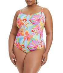블루 로드 비티 레이디스 탑스 원피스 플러스 사이즈 Bleu Rod Beattie Plusize Bellisssimo Botanica Scoop Neck Mione Pi