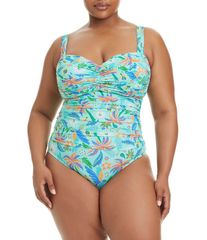 블루 로드 비티 레이디스 탑스 원피스 플러스 사이즈 Bleu Rod Beattie Plusize Summer Solstice Shirred Bandeau Mione Pi