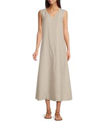 에일린 피셔 여성 탑스 원피스 V 넥 민소매 린넨 맥시 Eileen Fisher Organic Linen VNeck Sleeveless Maxi D