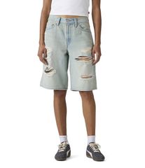 리바이스 레이디스 하의 바지 반바지 반바지 데님 LevisR Mid Rise Five Pocket Distressedenim Shorts Que Pasa