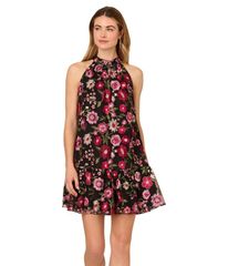 아드리아나 파펠 레이디스 탑스 원피스 자수 Adrianna Papell Embroidered Short Dress Pink Multi 핑크