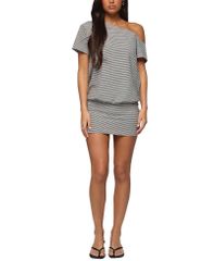 어딕티드 레이디스 탑스 원피스 컷아웃 미니 Edikted Striped Off Shoulder Cutout Mini Dress BlackAndWhite 화이트