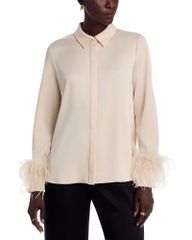 은갈로 여성 탑스 셔츠 크레페 새틴 블라우스 Ungaro Luna Satin Back Crepe Blouse Antique