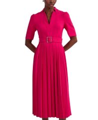 카렌 밀렌 여성 탑스 원피스 크레페치 미디 Karen Millen Petite Crepe Forever Pleat Midi Dress Magenta 마젠타