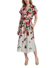 컬 라거펠드 레이디스 탑스 원피스 플라워 무늬 플라워 KARLAGERFELD PARISurplice Body Self Tie Floral Dress Corneli