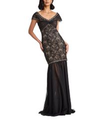 타다시 쇼지 레이디스 탑스 원피스 레이스 Tadashi Shoji Sedora Orchid Lace Gown BlackNude 블랙