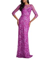 다다시쇼지 레이디스 탑스 원피스 튤 자수 Tadashi Shoji Carellembroidered Tulle Gown Magenta 마젠타
