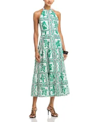 ミリー レディース トップス ワンピース フラワー柄 リネン フラワー MILLY Floral Tile Linen Hayden Dress Greenwhite ホワイトのサムネイル