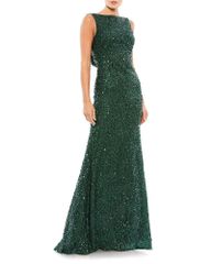 맥 다갈 여성 탑스 원피스 팡코르 Mac Duggal Cowl Back Boat Neck Sequined Eveningown Emerald 에메랄드