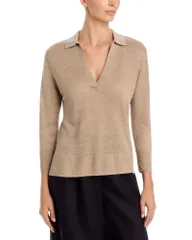 マジェスティック レディース アウター ニット・セーター リネン Majestic Filatures Linen Collared Sweater Desertのサムネイル