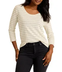 トッミーバハマ レディース トップス Tシャツ トール Tommy Bahamashby Isles Metallic Stripped Scoop Neck 34 Sleeve Tee Coconuのサムネイル