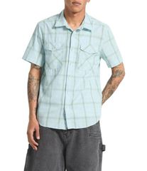 브릭스톤 맨즈 탑스 셔츠 프린트 반소매 Brixton Wayne Printed ShortSleeve Woven Western Shirt Seafoam Plaid 체크