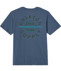 브릭스턴 맨즈 탑스 셔츠 로고 그래픽 Brixton Oath Logo Short Sleeve Graphic TShirt Harbor BlueDark BrownTea