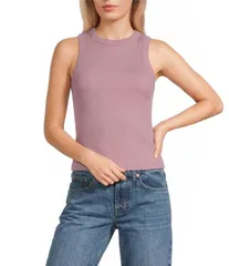 トップショップ レディース トップス シャツ リブ ニット TOPSHOP Ribbed Knit Racerback Tank Topink ピンクのサムネイル