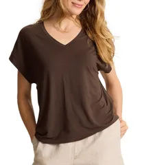 トッミーバハマ レディース トップス Tシャツ リラックスフィット Vネック ジャージー Tommy Bahama Kauai Solid Stretch Jersey VNeck Short Sleのサムネイル