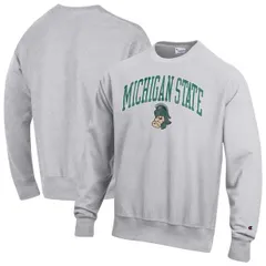 チャンピオン メンズ アウター パーカー・スウェット クルーネック シャツ ロゴ Mens Champion Gray Michigan State Spartans Distressed Arch