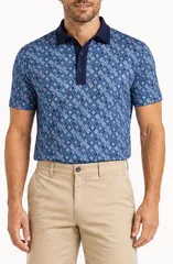 ベンシャーマン メンズ トップス ポロシャツ ジャージー Ben Sherman Jacquard Effectech Jersey Golf Polo Blue ブルーのサムネイル