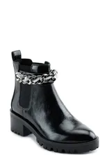 カール ラガーフェルド レディース シューズ ブーツ・レインブーツ KARLAGERFELD PARIS Porshay Lug Sole Bootie Black Silver Chain ブラックのサムネイル