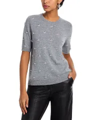 ミリー レディース トップス シャツ クルーネック MILLY Rosalyn Rhinestonembellished Crewneck Top Grey グレーのサムネイル