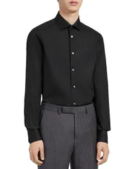 ゼニア メンズ トップス シャツ Zegna Black Trofeo Long Sleeve Tailored Fit Shirt Black ブラックのサムネイル