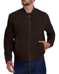 コールハーン メンズ アウター ジャケット・ブルゾン スエード Cole Haan Suede Bomber Jacket Dark Chocolate チョコレートのサムネイル