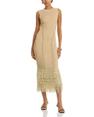 ミリー レディース トップス ワンピース トール フリンジ MILLY Raz Metallic Rib Fringe Dress Gold ゴールドのサムネイル