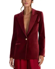 アリスアンドオリビア レディース アウター ジャケット・ブルゾン ベルベット ブレザー Alice and Olivia Silas Velvet Blazer Oxblood オックスブラッドのサムネイル