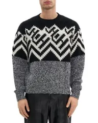 ヘルムート ラング メンズ アウター ニット・セーター クルーネック Helmut Lang Halfair Isle Crewneck Sweater BlackIvory アイボリーのサムネイル