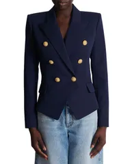 バルマン レディース アウター ジャケット・ブルゾン ウール ジャケット Balmain Fitted Wool 6Button Jacket Navy ネイビーのサムネイル