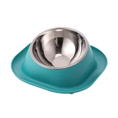 I'm so happy フードボウル 斜め ステンレス 犬 猫 ペットボウル 餌台 餌入れ 水入れ ご飯皿 15度の傾斜 (グリーン, シングルボウル) [グリーン] [シングルボウル]のサムネイル