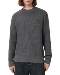 オールセインツ メンズ アウター ニット・セーター クルーネック ALLSAINTS Waffle Crewneck Sweater Monument Grey グレーのサムネイル