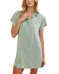 ベラダール レディース トップス シャツ Bella Dahl Roll Sleeve Pocket Shirt Dress Oasis Green グリーンのサムネイル