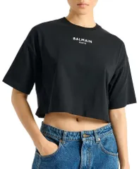 バルマン レディース トップス シャツ 刺繍 Embroidered Balmain Paris TShirt Black ブラックのサムネイル
