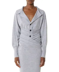 ランバン レディース アウター カーディガン ドレープ ウール Lanvin Draped Wool Cardigan Light Grey グレーのサムネイル