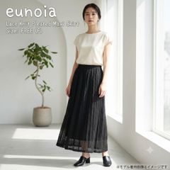 [미품] 총 레이스 롱 스커트 블랙 F 어른 귀여운 투명감 허리 고무