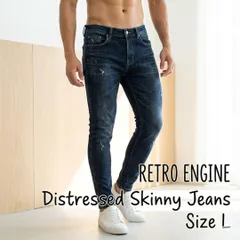 RETRO ENGINE ダメージ加工 ダークブルー デニムパンツのサムネイル