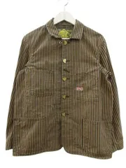 TCBジーンズ TCB JEANS キャットハート チョアコート Cathartt Chore Coat カバーオール ハートボタン ストライプ ブラウン 34のサムネイル