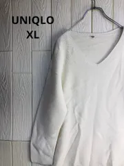 UNIQLO ホワイト Vネックセーター (長袖) XLサイズ