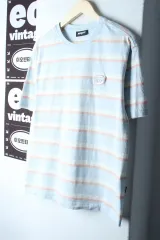 (S-M) ノルディ 半袖 Tシャツ ストライプ 薄いブルー ぬいぐるみ キー Kitsch-8016のサムネイル
