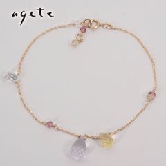 美品♡アガット K10 ガーネット,ラブラドライトブレスレット