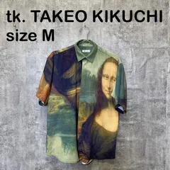 【T-1555】tk.TAKEO KIKUCHI Mサイズ モナリザ 総柄 半袖シャツ アートプリント 開襟 オープンカラー タケオキクチ メンズ 古着のサムネイル