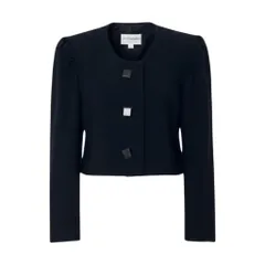 26f16 Yves Saint Laurent イブサンローラン ウールショートジャケット パフスリーブ アウター Mサイズ ブラック ウール100％ レディース 女性用u02tのサムネイル