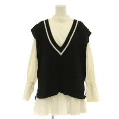 アメリヴィンテージ Ameri VINTAGE ブラウス シャツ 長袖 ニットベストセット F ホワイト ブラック /HK ■OSのサムネイル