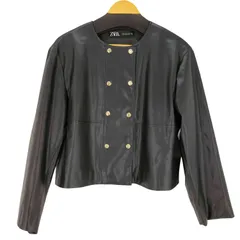 ザラ ZARA フェイクレザー ノーカラージャケット 金ボタン レディース JPN：M 