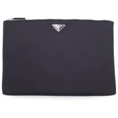 PRADA (プラダ) TESSUTO NERO ロゴプレート ナイロンクラッチバック ポーチ ブラック 2NG015のサムネイル