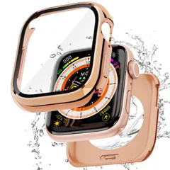 新品 【保護ガラス一体型】Puptoya アップルウォッチ 防水 メタル カバー 40mm 対応 Apple Watch Series 6 5 4 SE3 SE2 ケース 2 in 1 全面保護 金属製 ステンレス iWatch ケース 40mm ローズゴール